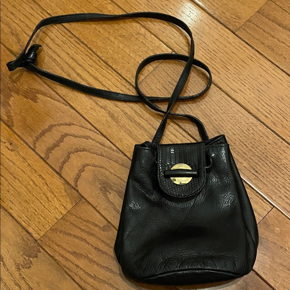 Vintage Black Leather Crossbody Bag